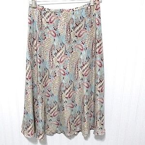 Sundance Pull-on Paisley Full Silk Skirt, Size 16